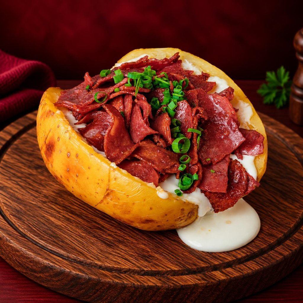 Batata Recheada Calabresa com Requeijão