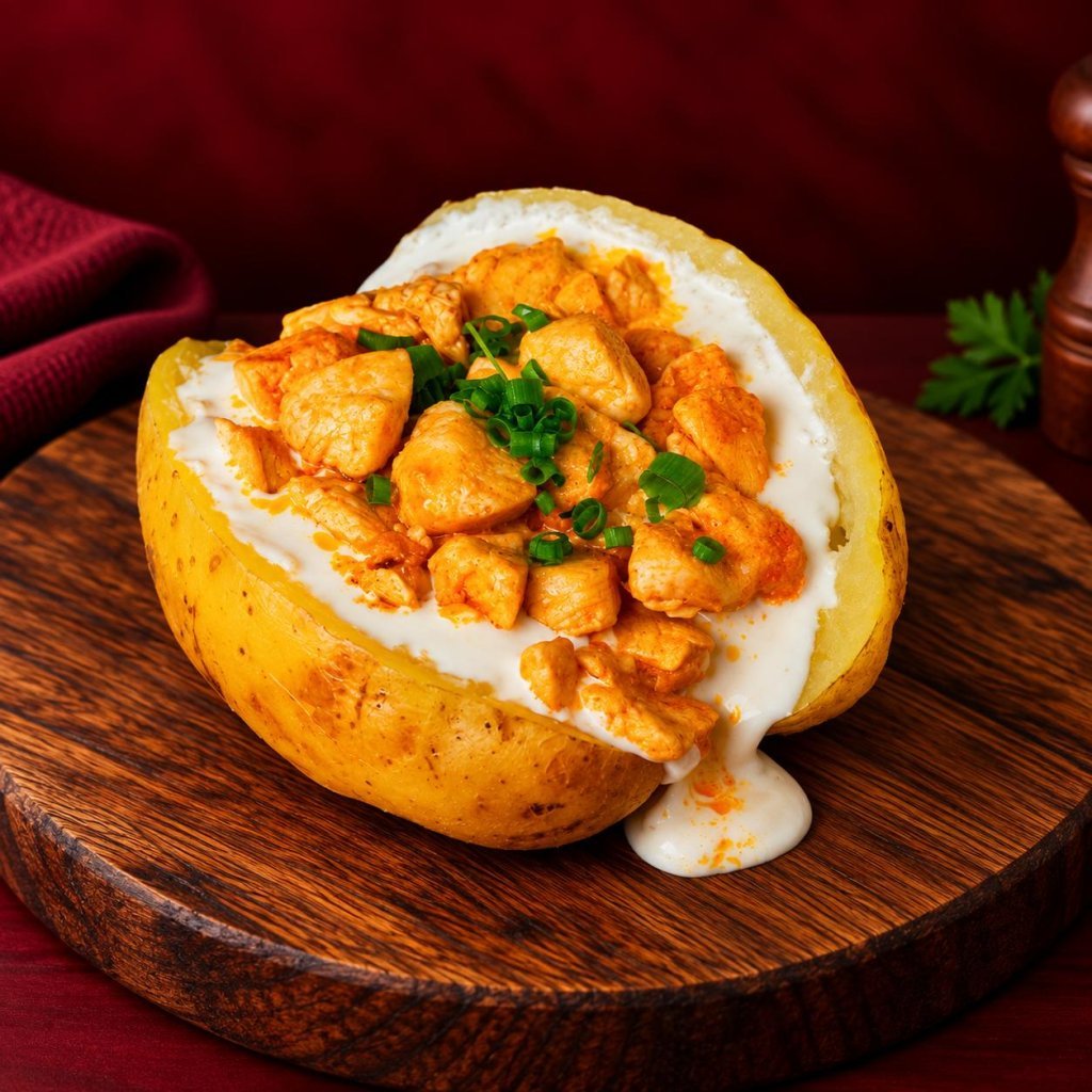 Batata Recheada Frango com Requeijão