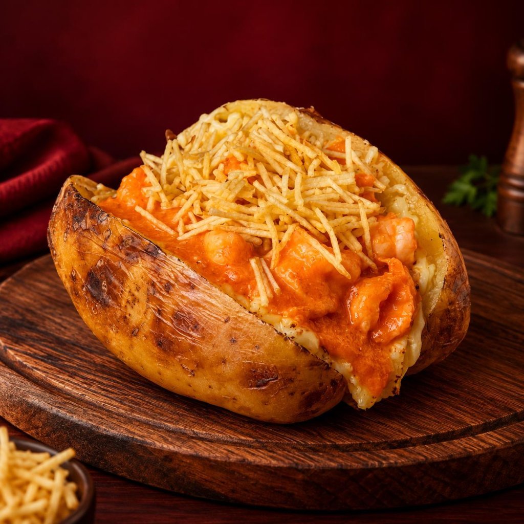 Batata Recheada Strogonoff Camarão