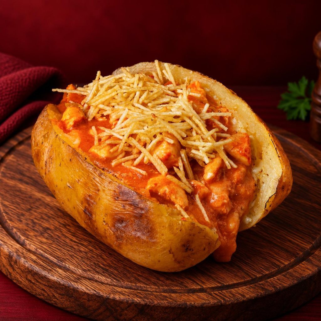 Batata Recheada Strogonoff de Frango